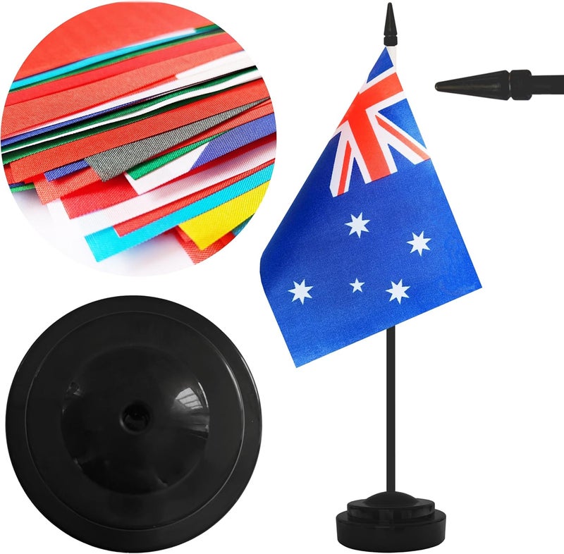 Yamiuo 2 Pack Australia Desk Flag Set, Australian Desktop Small Miniature Table Office Flag with 12" Black Pole and Black Base, Offices, Classroom, Home, Festival Decoration (Australia) - Image 3